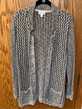 Market & Spruce Black and Cream Open Cardigan with Pockets